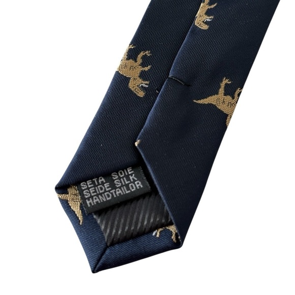 Barry Wang Men’s 60 x 3.5 in Tie Matching Pocket  Square Navy Blue Italy NWT - Picture 4 of 7